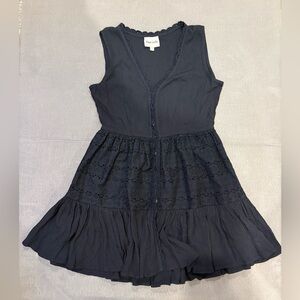 Playa Luclia Eyelet Mini Dress Swim Coverup Black Gauzy Lace Women’s Small